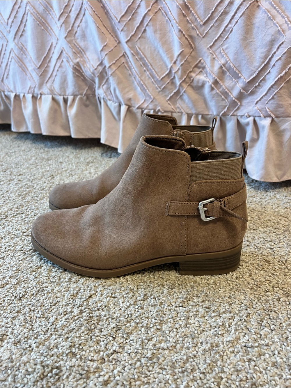 Old Navy Brown Suede-Look Ankle Booties with Buckle